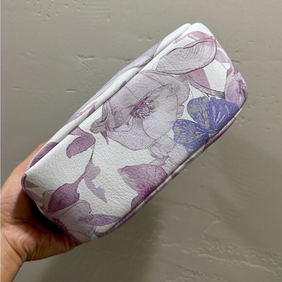 Butterfly Print Cowhide Leather Handmade Rivet Frame Push Lock Multi Use Handbag - Picture 15 of 16